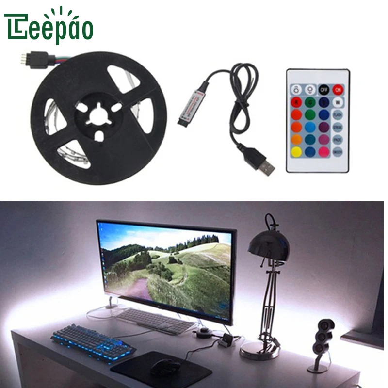 USB Светодиодные ленты 5050SMD DC5V светодиодный свет 0 5 м 1 2 RGB HD ТВ Desktop Экран фон