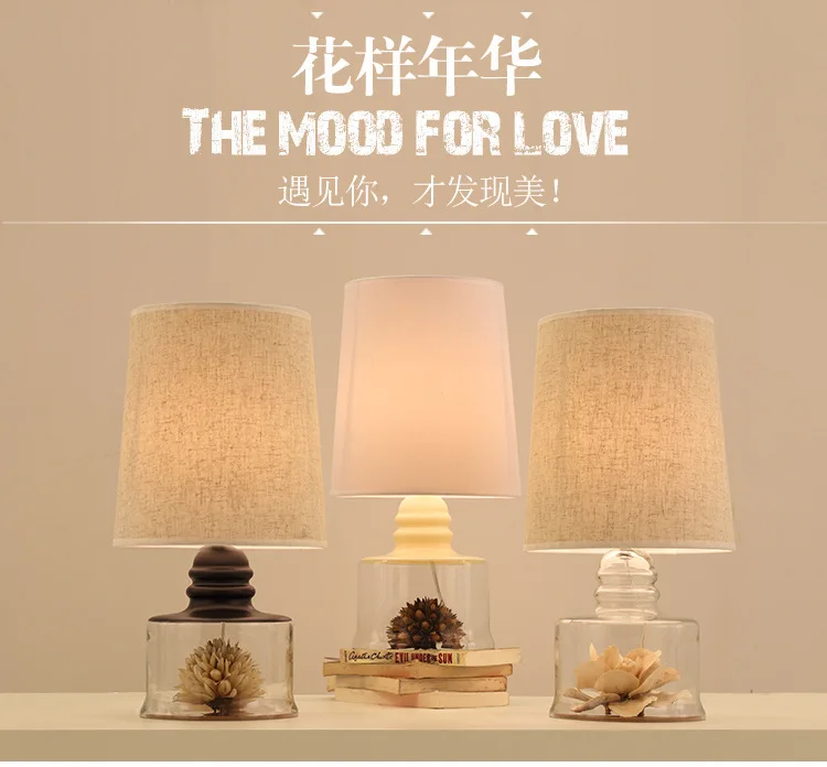 

Modern creative Dry Flower DIY Decor GlassTable Lamp Nordic Wedding Gift Lamp For Bedroom Bedside 90-265v N1479
