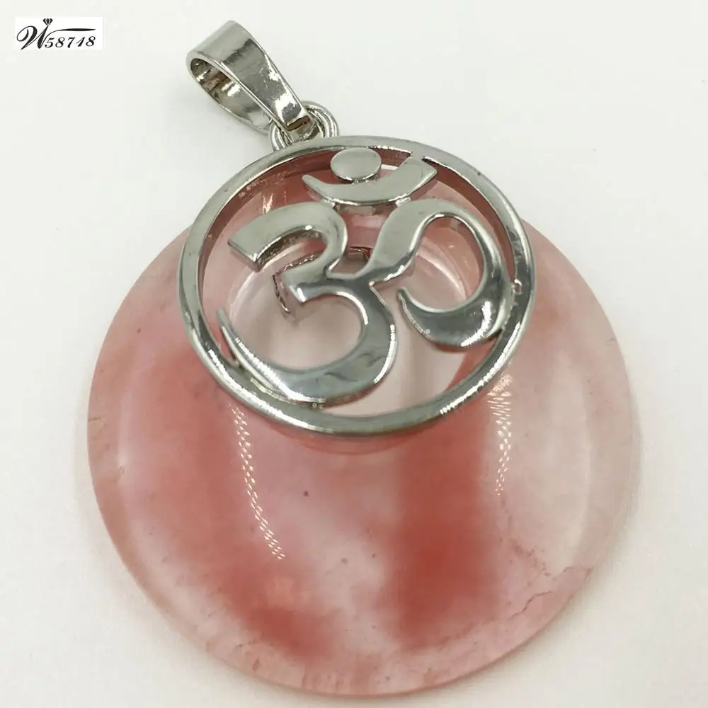 Cherry Quartz C7505 Малахитовый тигровый глаз Лазурит кристалл Сердолик Howlite синий песок золотой камень опал Jaspe круглая бусина-подвеска WFH613 - Окраска металла: Cherry Quartz C7505