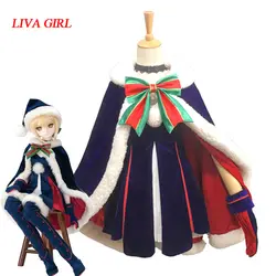 Liva girl Game Fate Grand заказ косплей костюм черная сабля Рождество темно-синий полный комплект с плащом для девочек косплей костюм