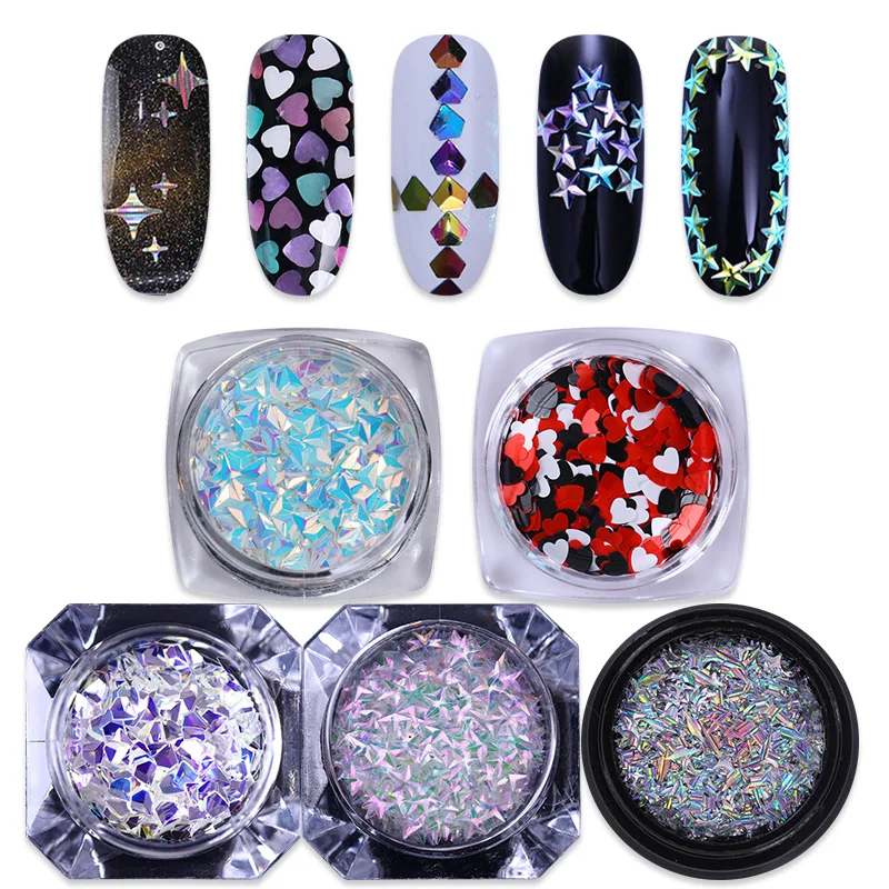 

NICOLE DIARY Holo Chameleon Nail Sequins Iridescent Flakies Nail Art 3D Decorations Paillettes For Gel Polish