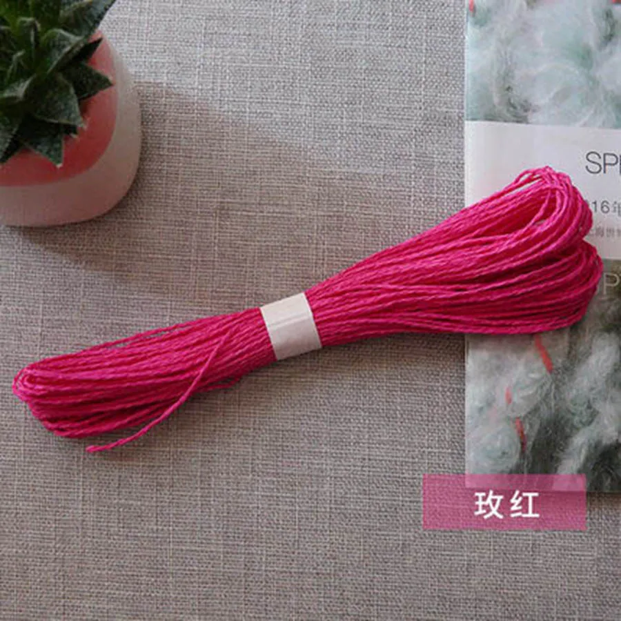 rosepink 100 г/лот пряжа для вязания крючком, рафия, бумага, соломенный шнур, пряжа для вязания DIY, шляпа от солнца, подарок, Упаковка цветов, летняя мода, материал ручной работы - Цвет: rosepink