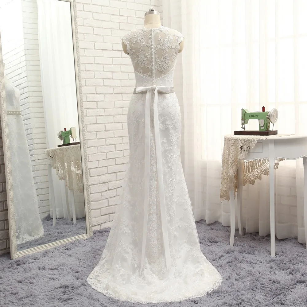 Vestido De Noiva кружевное свадебное платье Русалка Кепки Appliques Винтаж Китай свадебные