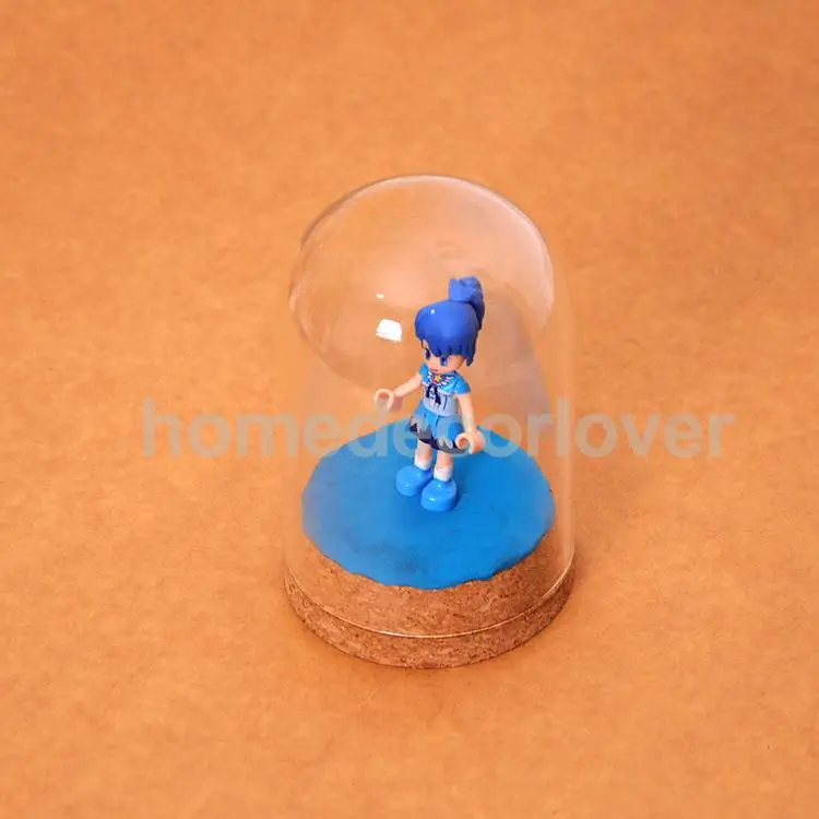  10Pcs Modern Handcraft Glass Dome Cover Dry Flower Vase With Wood Cork Base Landcrape Figurines Model Display Artwork