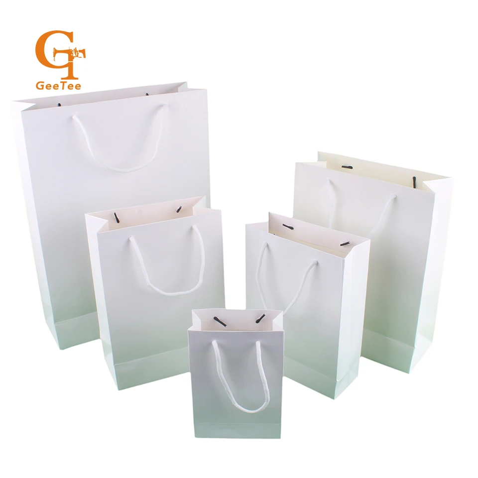 Blank gift packaging bags with handle, white/black/Kraft brown paper
