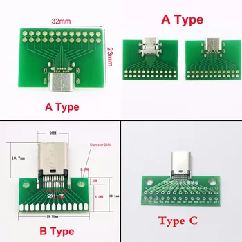

EClyxun 2pcs/lot USB 3.1 TYPE C Connector Female socket 24P Test board with PCB board