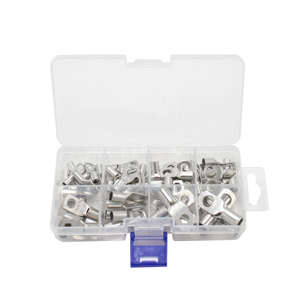 

60 Pcs Wire Crimp Copper Ring Connector Terminal Tinned Welding Cable Lug Terminal
