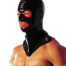 Новая мода Черный латекс длинный капюшон Фетиш резиновая маска с открытыми глазами и рот плюс размер Горячая Распродажа