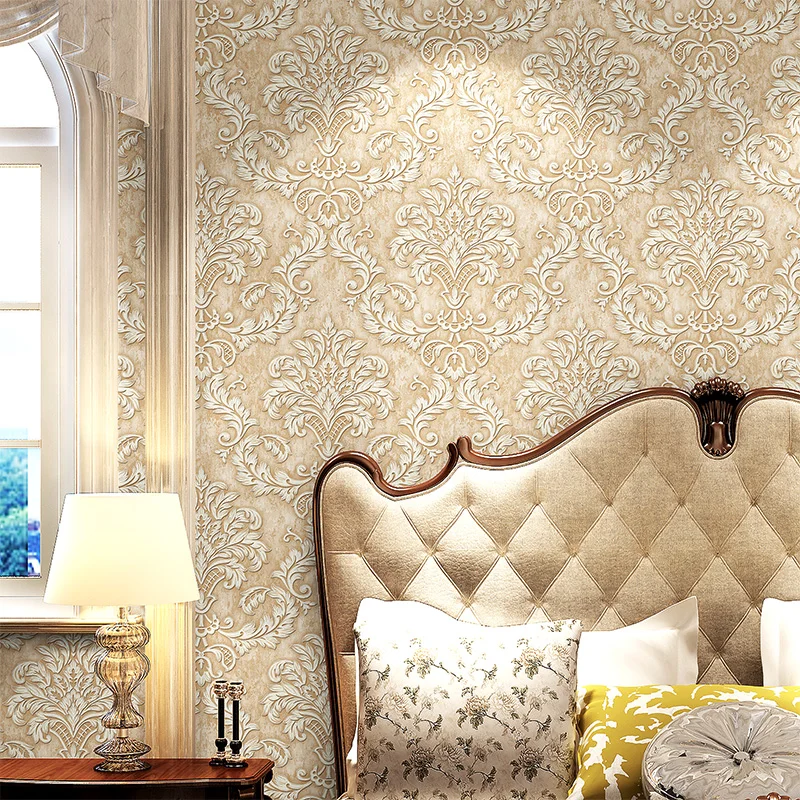 European Modern Damask Wallpaper 3D Non Woven Bedroom Living Room Embossed Floral Home Decor Wall Paper Roll European Modern Damask Wallpaper 3D Non Woven Bedroom Living Room Embossed Floral Home Decor Wall Paper Roll