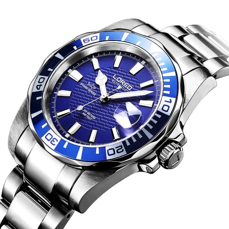20 бар водонепроницаемые спортивные часы LOREO мужские s часы лучший бренд класса люкс бизнес автоматические механические часы мужские часы полностью стальные часы
