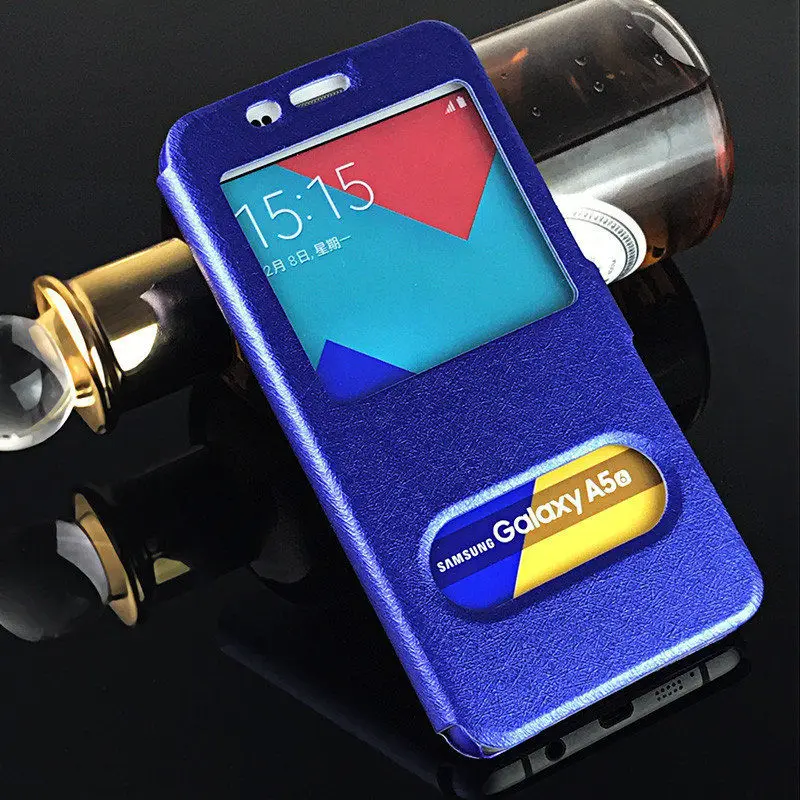 

Fundas For Samsung A3 A300 A310 A320 Case Dual View Window Answer Stand Flip Coque For Samsung A5 A500 A510 A520 Silk Cases