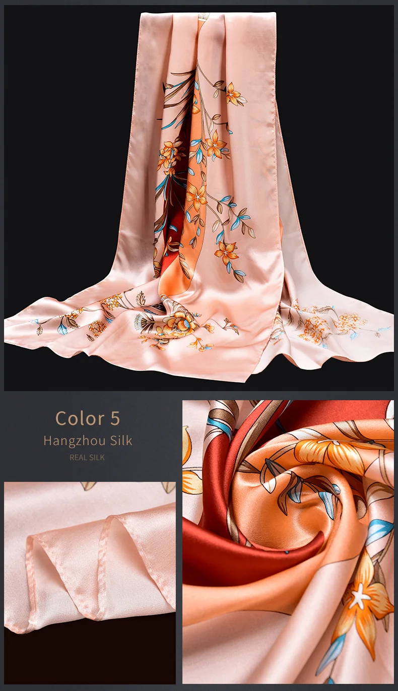 100% чистый Шелковый шарф для женщин 2019 HangzhouReal Настоящее шелковые шали и обёрточная бумага s для дамы печати платки Femme натуральный