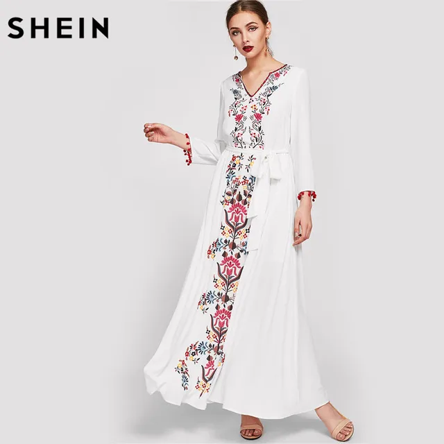 shein floral embroidered dress