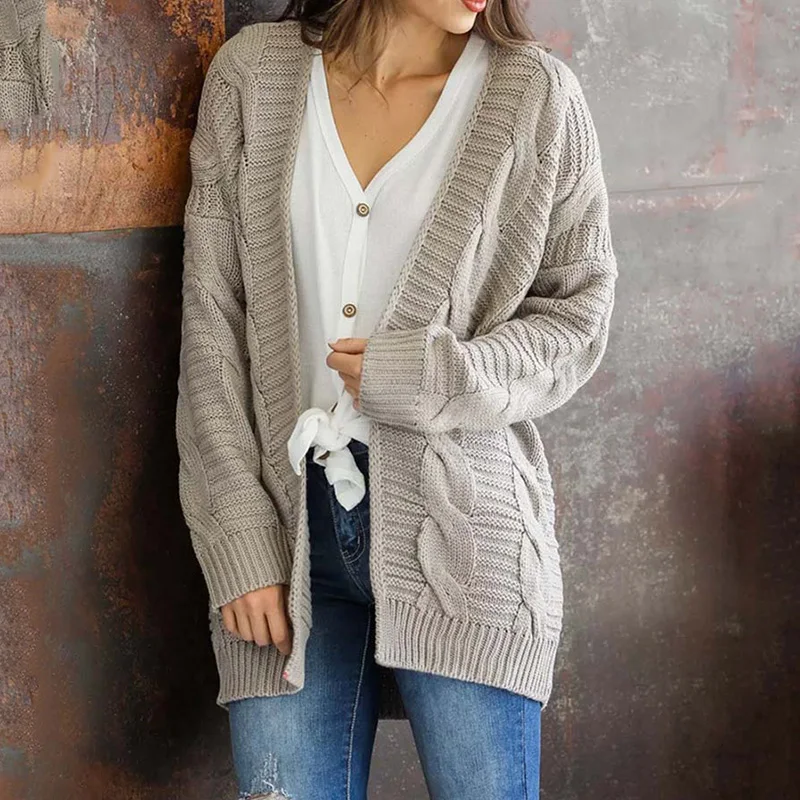 

New Autumn Winter Warm Sweater Mujer Invierno Coat Women Oversized Twist Knitting Cardigans Long Sleeve Female Outwear Jumpers