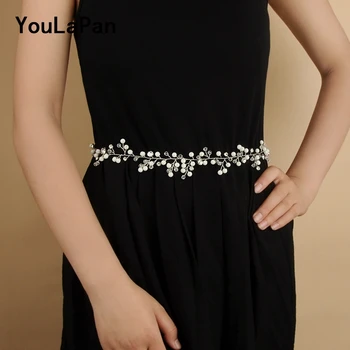 

YouLaPan SH159 Thin Belts Bridal Belts Wedding Sash Handmade Wedding Belt Pearls Bridal Sash Wedding Accessories Girls Belt