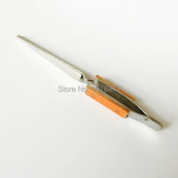 

Free Shipping Gem Tweezers Jewelry Making Diamond Tools Stainless Steel Cross-Lock Curved Tweezer