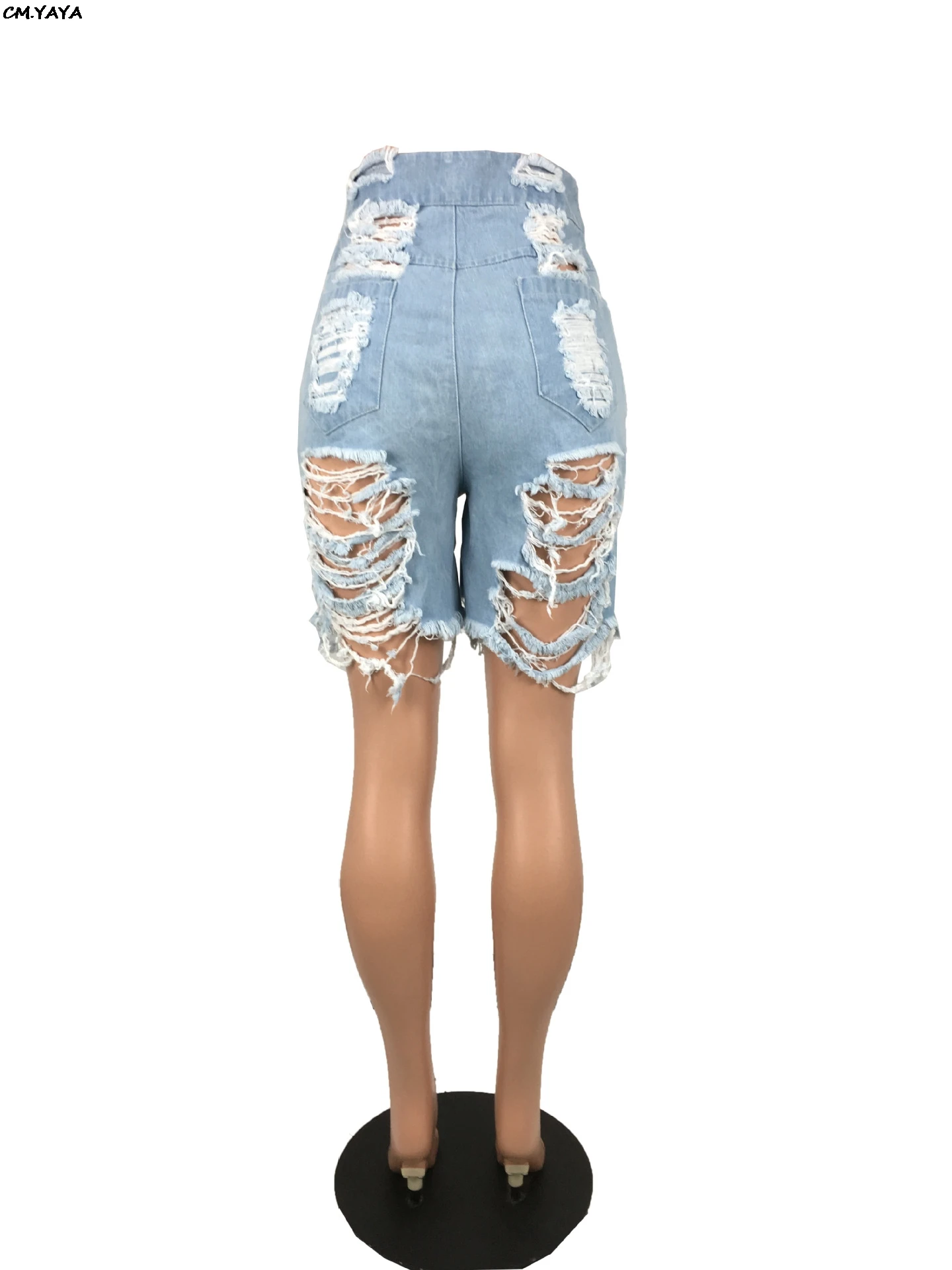 Женские новые летние повседневные джинсы выше колена с дырками и высокой талией, модные повседневные джинсовые шорты GLLQ5031
