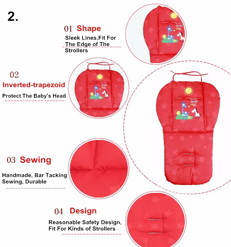 Мультяшная коляска для детской коляски, подушка для сиденья, хлопковый коврик для детского автокресла, подкладка для коляски, Подушка для стула