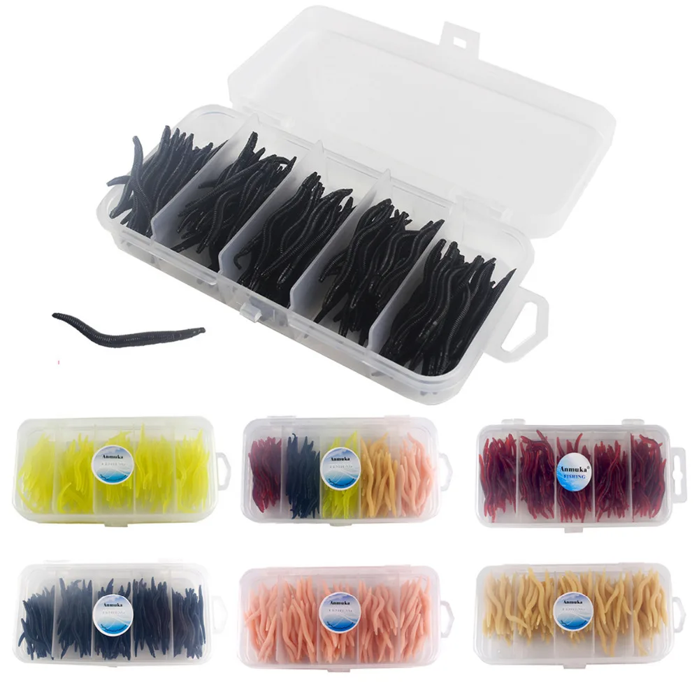 

150Pcs Soft Lure Fishing Simulation Earthworm Worms Fishing Lure Tackle Lifelike Fishy Smell Lures Silicone Fishing Accessories