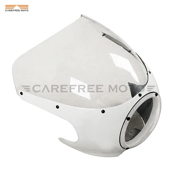 

1 Pcs Motorcycle White Cafe Racer Headlight Fairing Windscreen Moto Front Windshield Case for Harley Sportster XL 883 Dyna