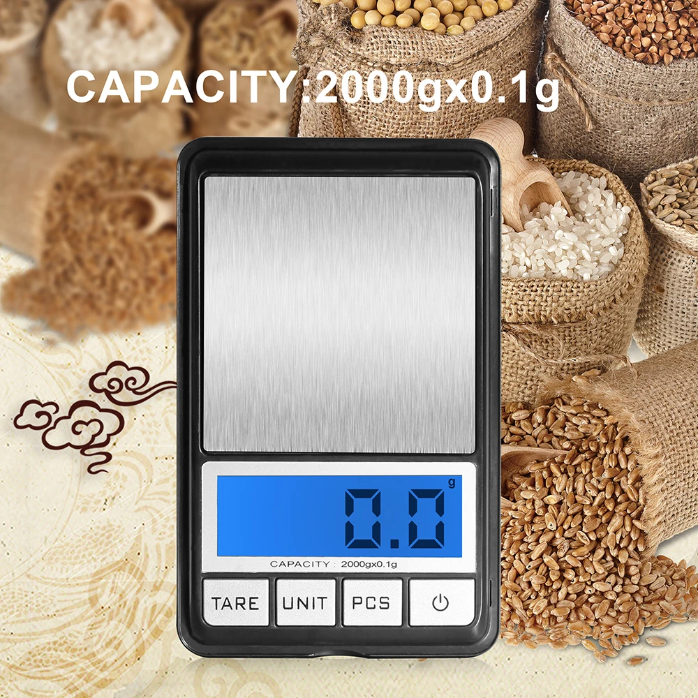 

Slim LCD Digital Dietary Kitchen Scale Jewelry Weighing Scales Multiple Function Electronic Digital Pocket Household Scale