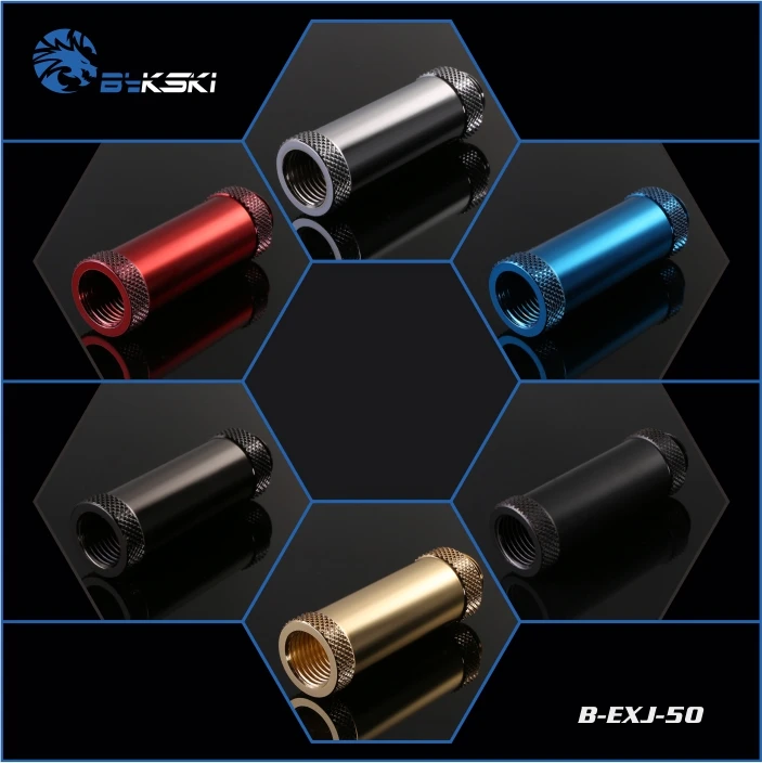 

Bykski Male to Female 50mm Extender Fitting with G1/4'' Threads Silver Black Multi-color Options. P/N: B-EXJ-50
