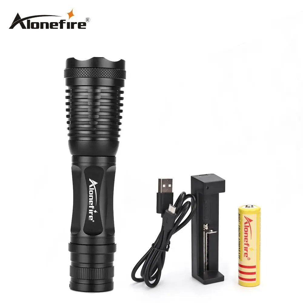 

Alonefire E007 CREE XM-L T6 L2 U3 LED Zoom Tactical LED Flashlight Travel Torch For AAA 18650 Rechargeable Battery USB charger