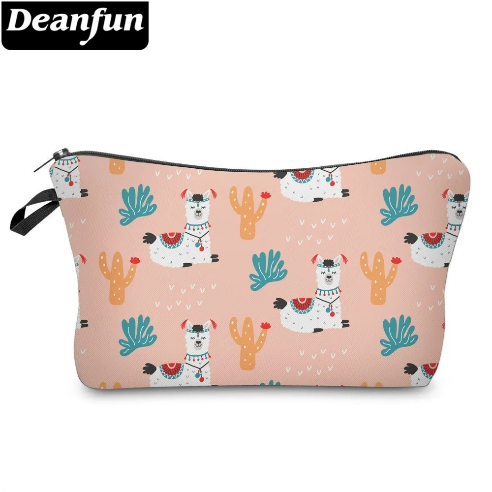 Deanfun اللاما التجميل حقيبة للماء الطباعة جميلة الصبار اللاما تخصيص اللون للسفر 51487