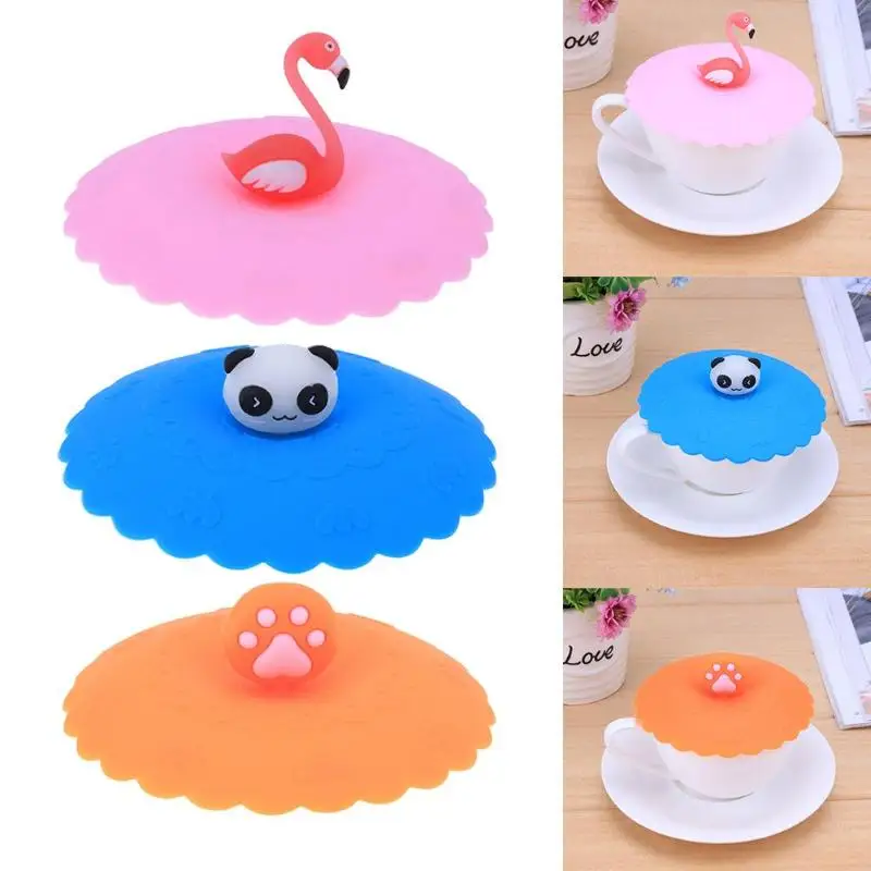 

10cm Cute Fruits Silicone Cartoon Cup Lid Leakproof T Silicone Anti-dust Bowl Cover Cup Seals Glass Mugs Cap Accessories