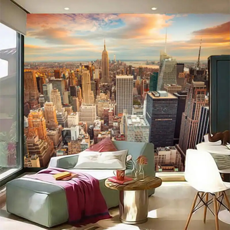 Custom Size 3D Mural Wallpapers Backdrop Modern City New York Landscape Living Room Sofa