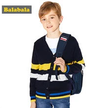 Balabala/свитер с вышивкой для мальчиков; хлопковая футболка на весну; Детский кардиган в полоску для мальчиков; свитер; Весенняя детская одежда