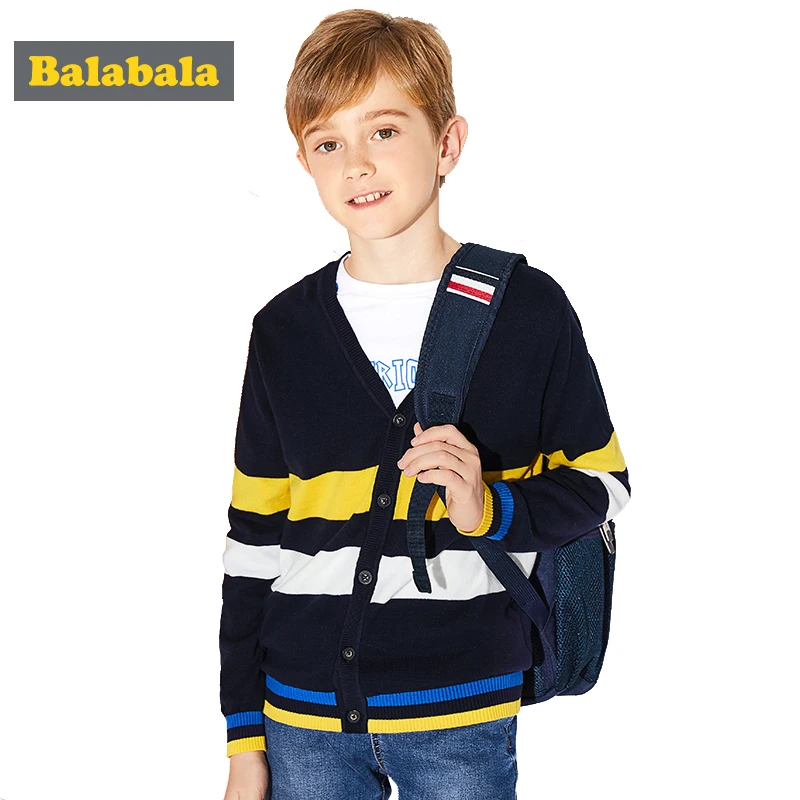 

Balabala boys open stitch sweater cotton tshirt for spring stripe pattern kids Boys Cardigan Sweater Spring Children Clothes