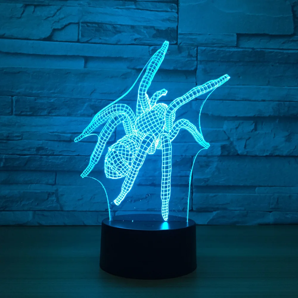 Spider Model 3d Vision Led Lamp Remote Touch Switch 7 color Luminaria De Mesa Night Light For Kid Toy Gif | Лампы и освещение