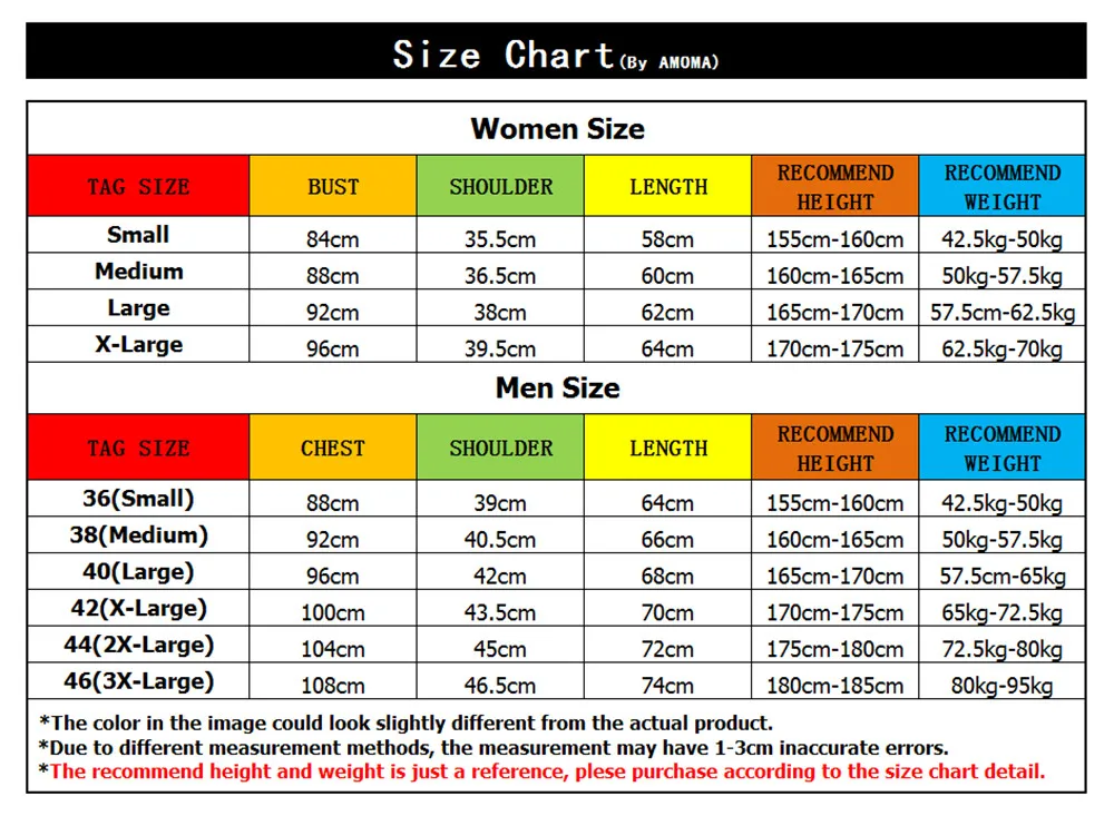 T-shirt Size Chart