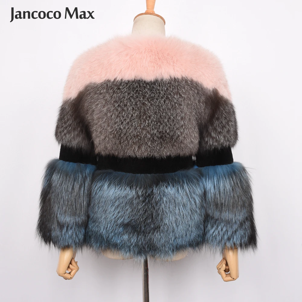 Fashion Style Women's Real Fox Fur Coat Winter Thick Warm Mix Color Natural Fur Jacket Top Quality 2019 New Arrival S7459