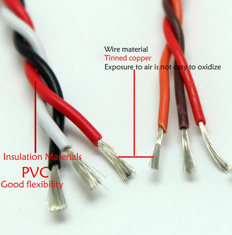 PVC 3-way Servo Wire Cable 20 22 26 28 32 AWG Flat//Twisted JR Hitec Futaba BULK