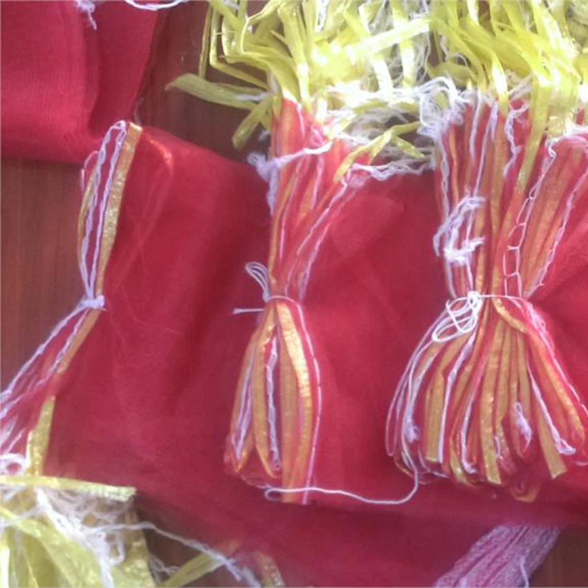 

100pcs/lot 23x50cm Sturdy Poly-Mesh Net Bags for fruits, vegetables, corn, garlic, potatoes, onion with ribbon Free shipping