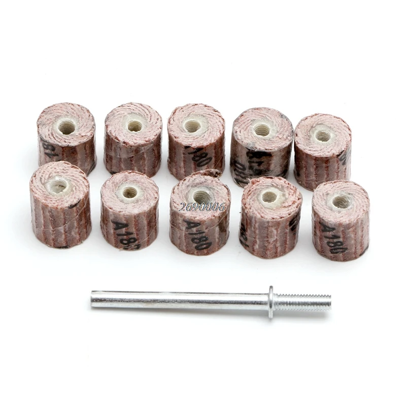 

10Pcs 240# Grit Sanding Sandpaper Flap Wheel Set 3/8" for Dremel Rotary Tool