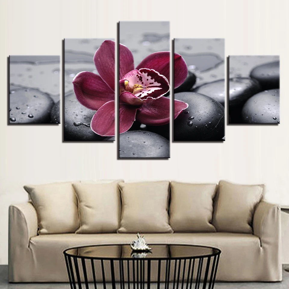 Imprime-HD-Pinturas-Da-Arte-Da-Parede-da-lona-de-5-Pe-as-Roxo-Moth-Orchid (1)
