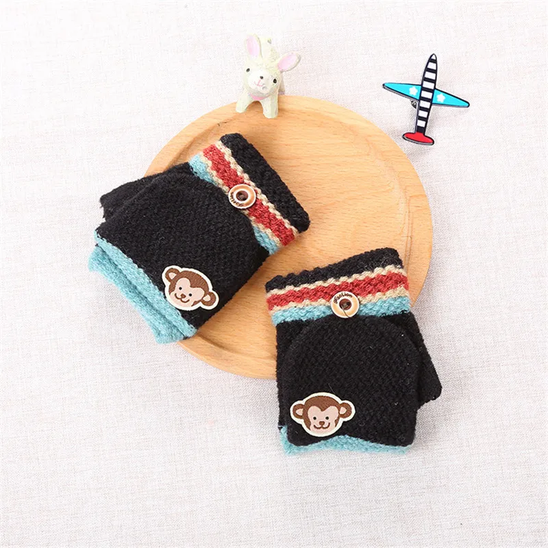 Toddler Baby Cute Thicken Hot Fingerless Gloves Kids Winter Warm Gloves Baby Knitted Mittens Baby Girls Boys Warm Gloves Toddler Knitting Mittens (3)