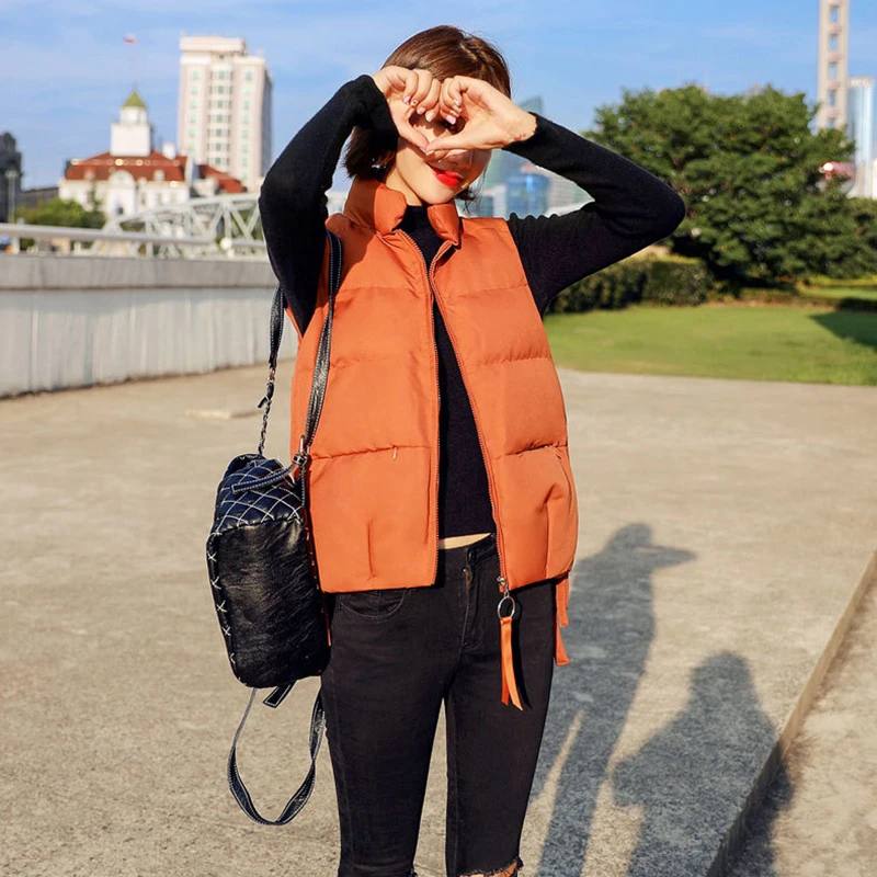 

Woman Winter Clothes Girls Vest 2018 Khaki Outwear Women Clothes Churky Coat Sleeveless Vest A line Pockets Fashion 2018 Autumn
