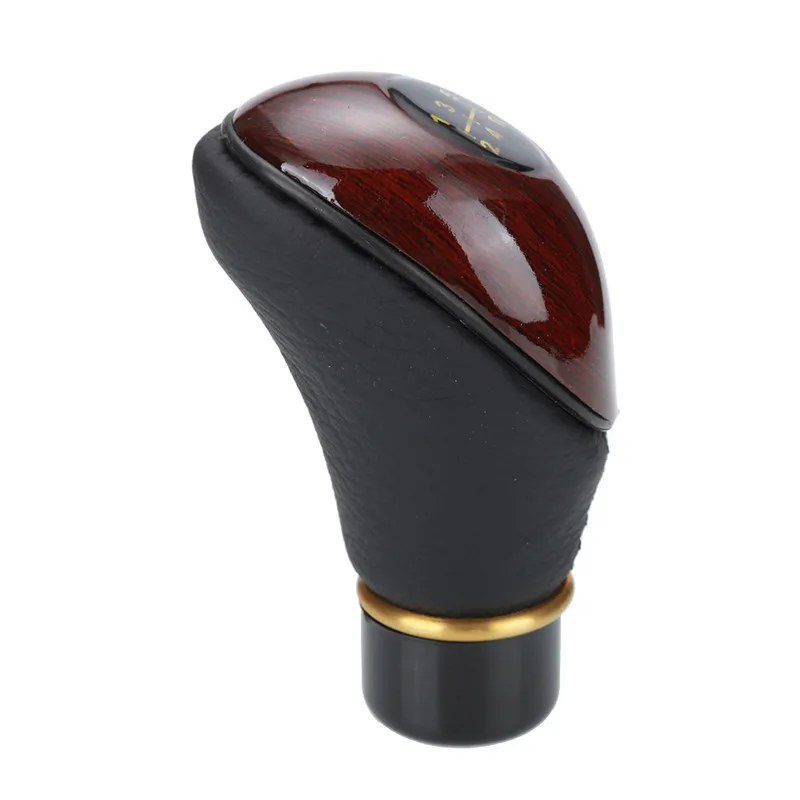 

Mahogany + PU Car SUV Manual 5 Speed Lever Hand Shift Knob Cover Handle Shifter Mahogany Black Auto Car Styling Auto Accessories