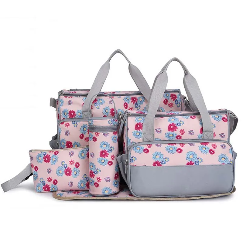 

11 Colors 5Pcs/Set High Quality Mummy Bag For Baby Bag Diaper Bags Fashion 2017 Dot Design Bolsa Maternidade Drop Shipping