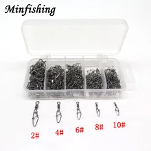 Minfishing 250 шт./компл. вертлюжная Рыбалка MS+ XQL роликовый поворотный с новой защелкой Размер 2 4 6 8 10# рыболовные Крючки рыболовные снасти