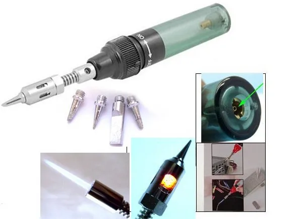 

Free shipping Solder Iron Tool with 4 free tips Soldering iron Gas Solder Iron Cordless Pen Shape Butane Gas Solder Iron Tool