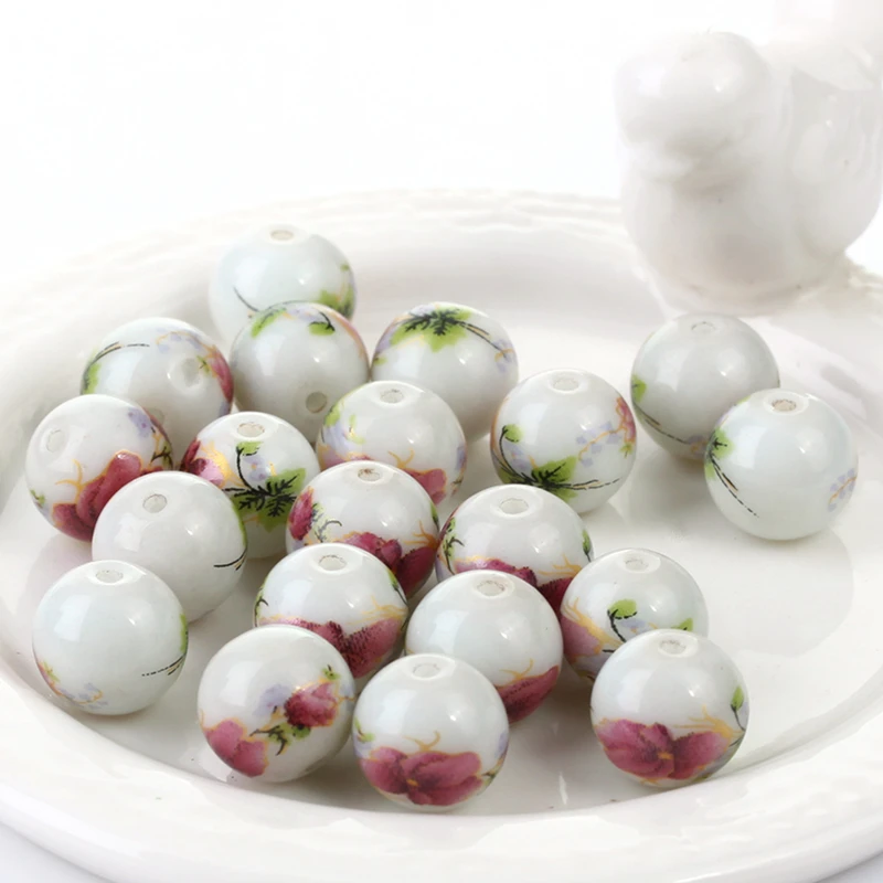 Flower Design Rondelle Glass Beads 12mm Bijoux Parts Bead Diy Jewelry Fittings Bisuteria Craft