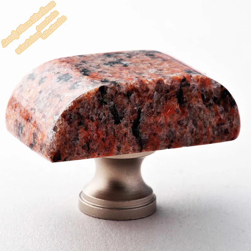 40mm Square Drawer Knob Red Granite Knobs for Bedroom Wardrobe