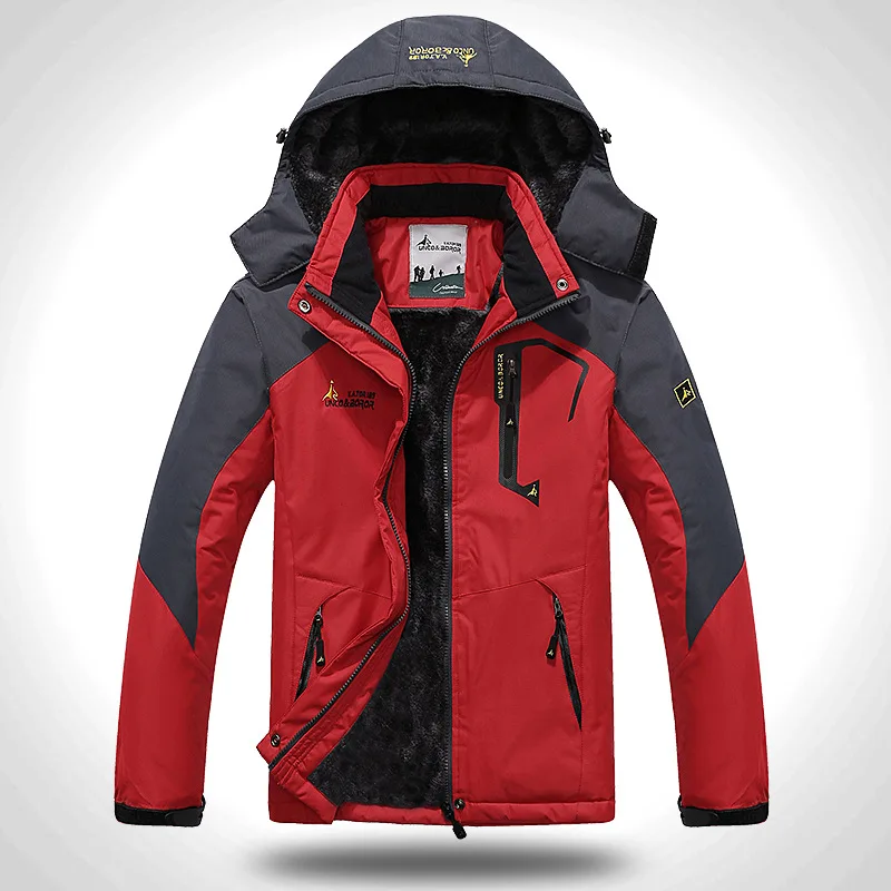 Black, 3XL Mens Outdoor Mountain Waterproof Windproof Softshell Ski Hooded Warm Jacket Rain Hiking Winter Coat