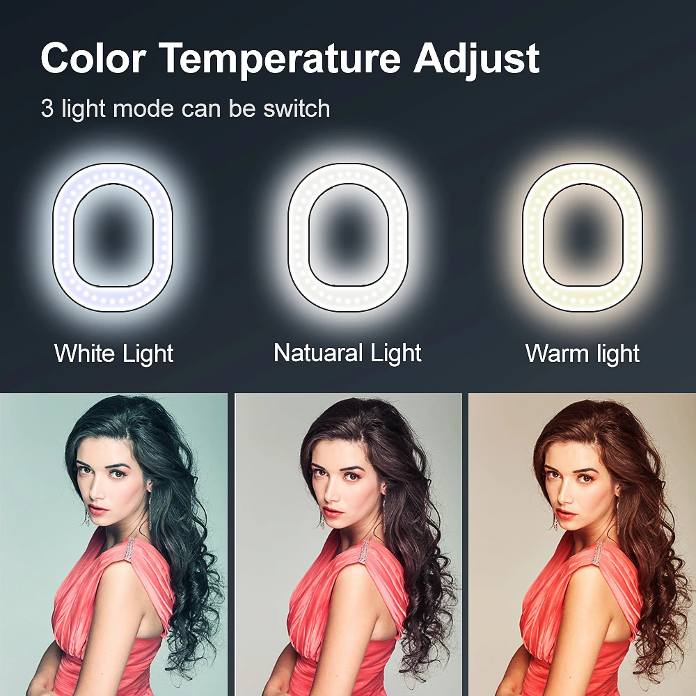 Koop Yizhestudio 3500 5500k Fotografie Dimbare LED Selfie Ring Licht Met Telefoon Houder USB Plug Statief Traploze Selfie licht