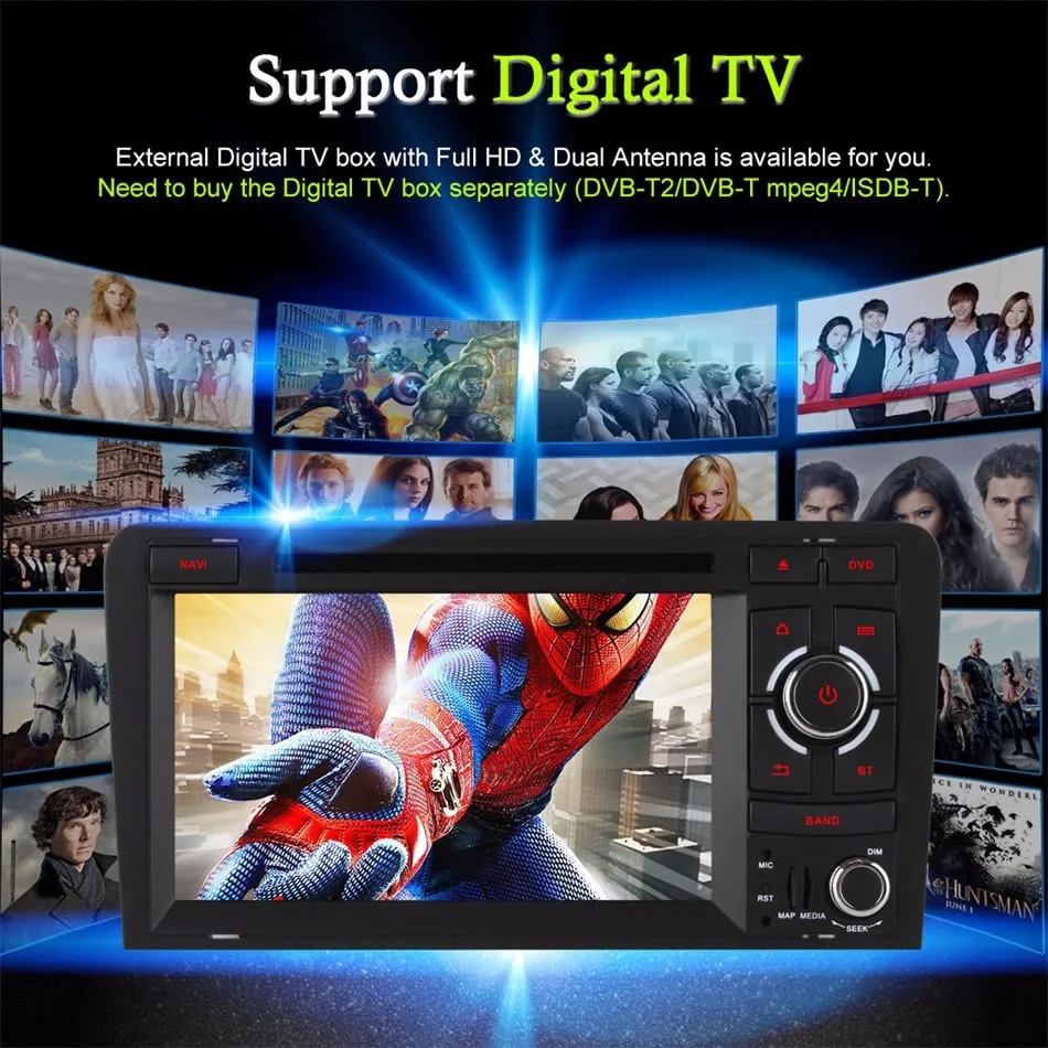 Sale 1024X600 Octa 8 Core 2GB RAM Android 6.0 4G SIM LTE Wifi Car DVD Player for AUDI A3 2002-2011 GPS Navigation Radio Stereo System 22